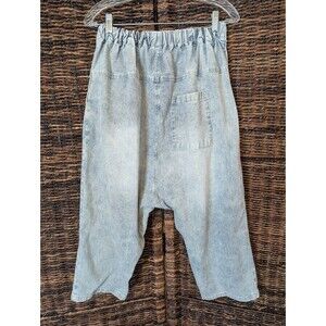 Monthorigin Railroad Stripe Harem Jeans Women's Large Baggy Pants Lagenlook Boho